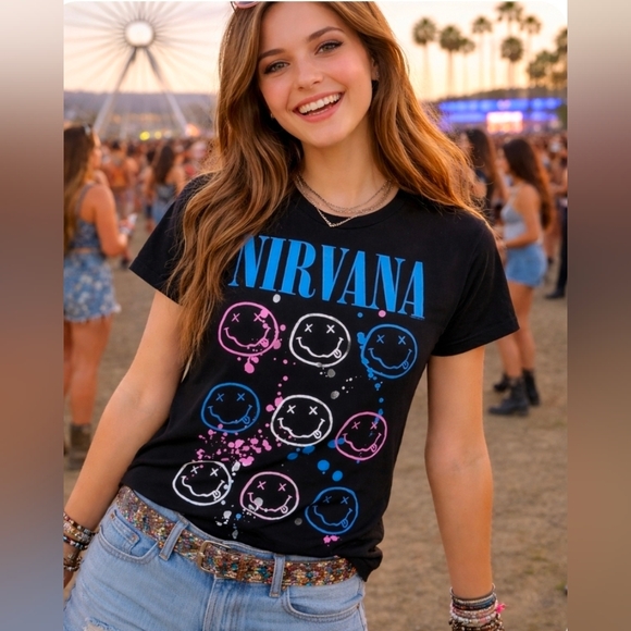 Chaser Tops - Vintage Y2K Chaser Nirvana Band Graphic Tshirt 2009 Size L Juniors